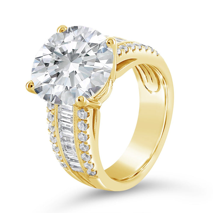 Wide Band Diamond Engagement Ring-