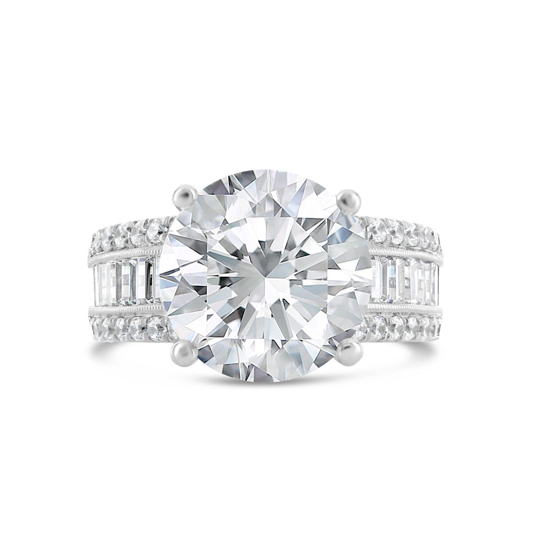 Wide Band Diamond Engagement Ring-