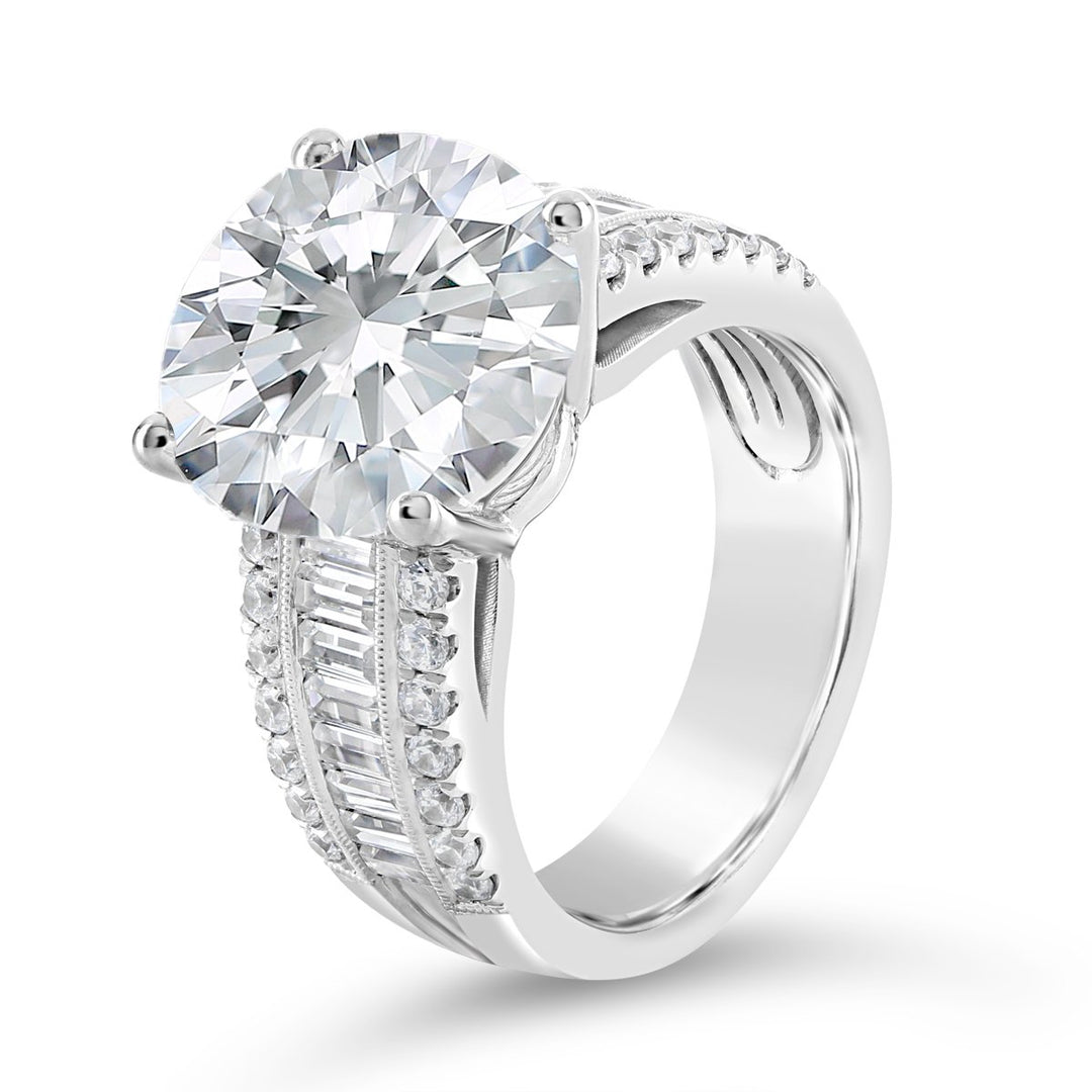 Wide Band Diamond Engagement Ring-