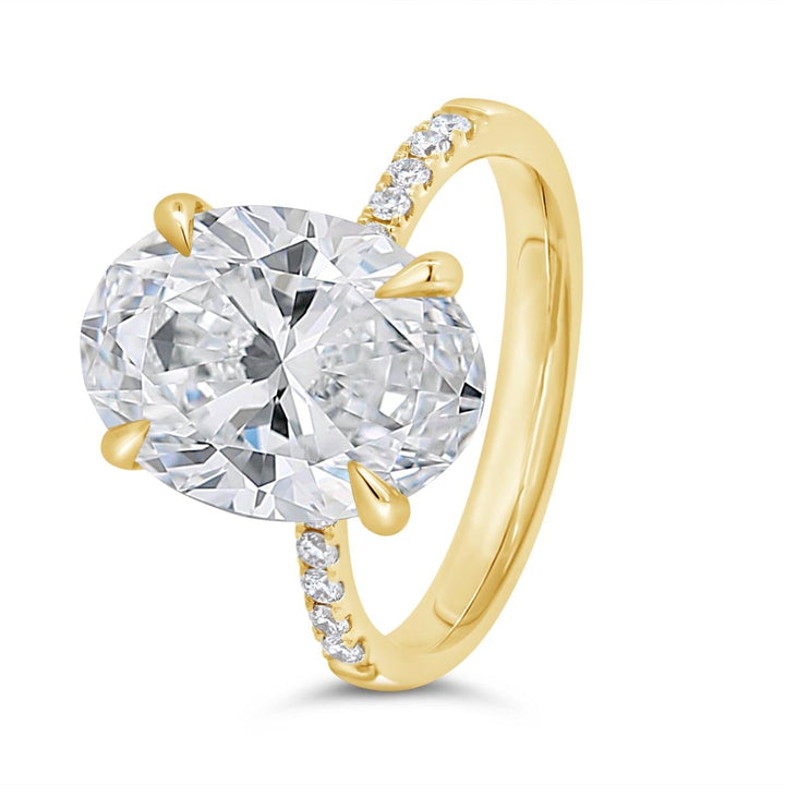 Pave Diamond Engagement Ring set with Lab Grown Oval Diamond - GSR25375-OV