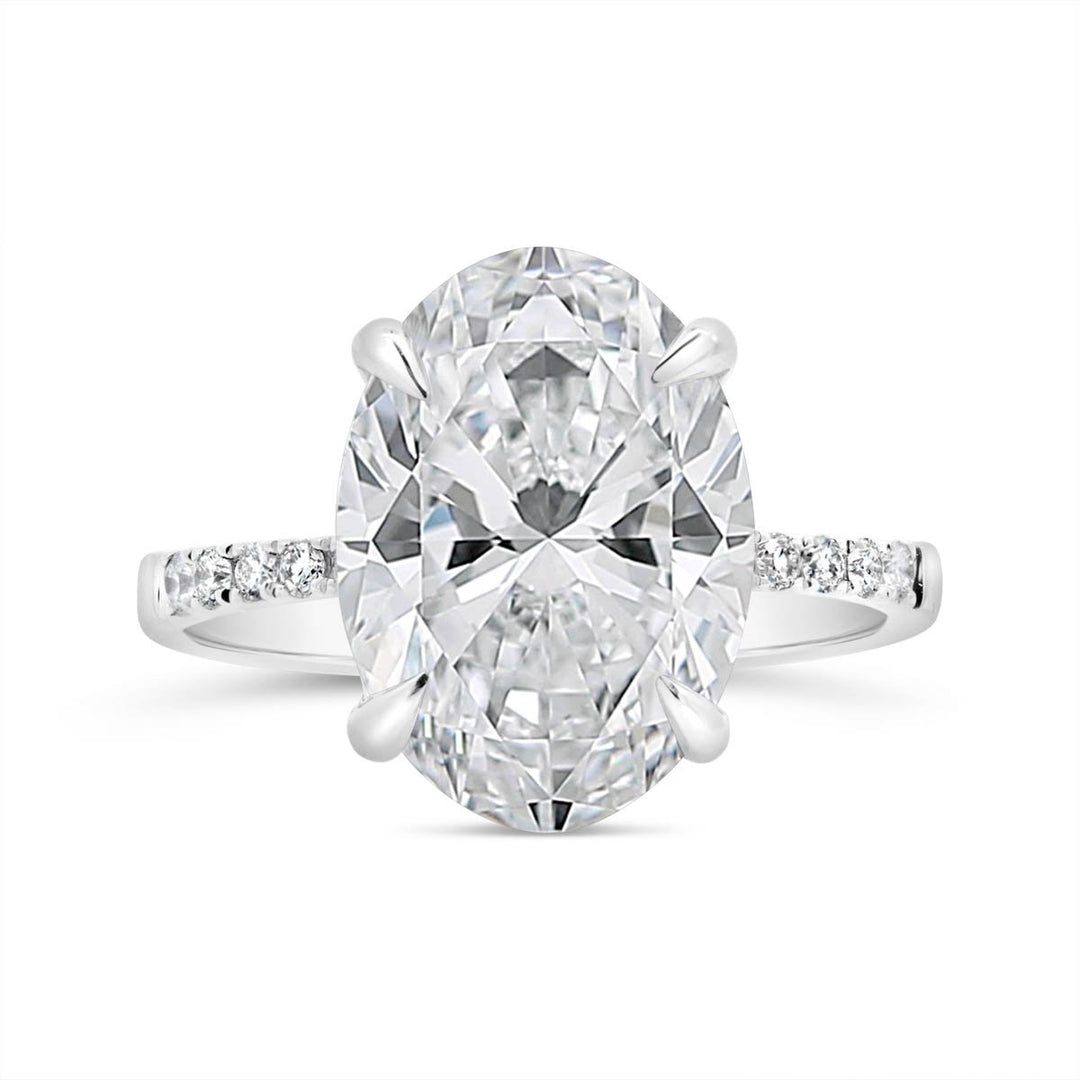 Pave Diamond Engagement Ring set with Lab Grown Oval Diamond - GSR25375-OV