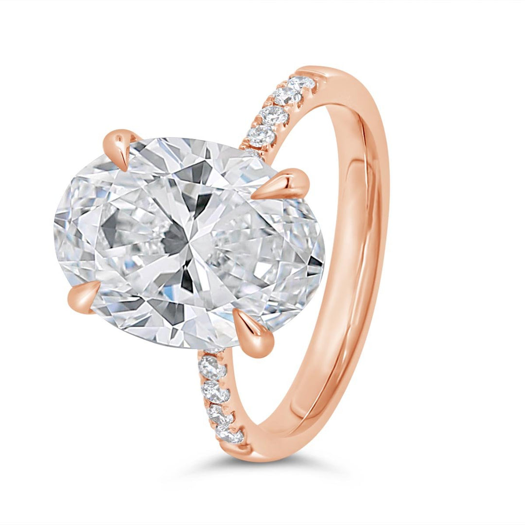 Pave Diamond Engagement Ring set with Lab Grown Oval Diamond - GSR25375-OV