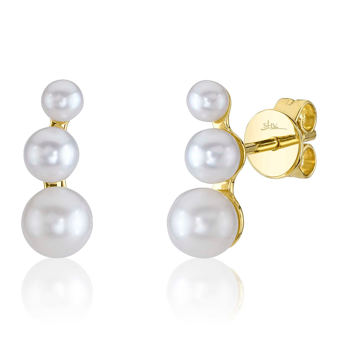 Shy Creation Cultured Pearl Crawler Earrings