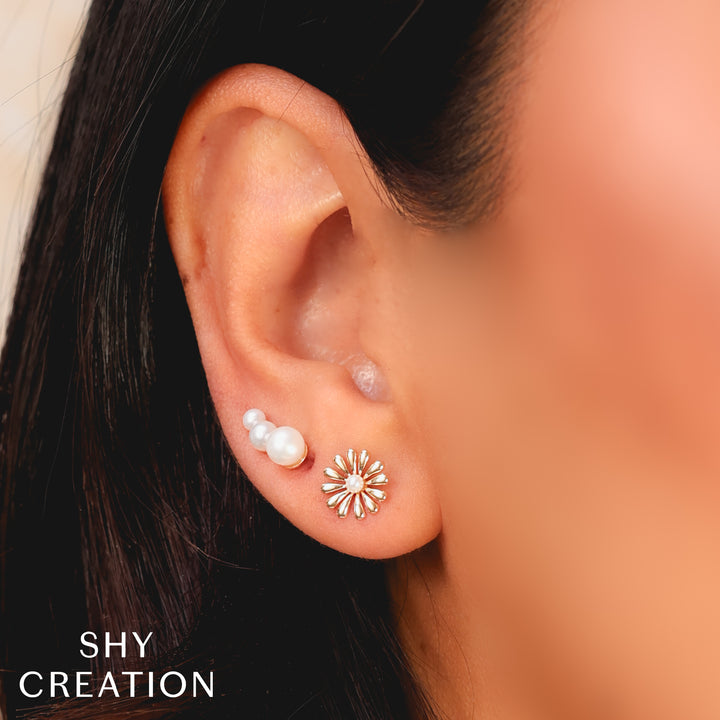 Shy Creation Cultured Pearl Crawler Earrings