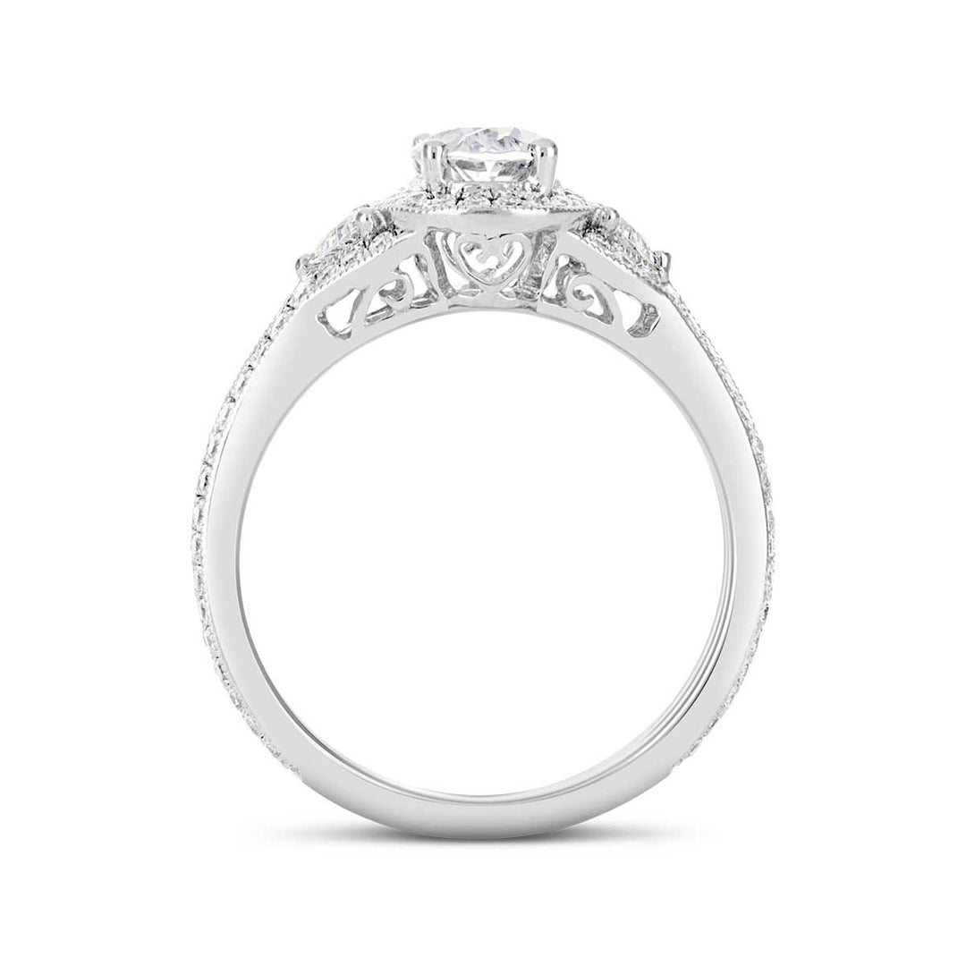 Vintage Inspired Diamond Halo Engagement Ring