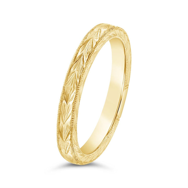 2.40mm Engraved Flat Shank Wedding Band