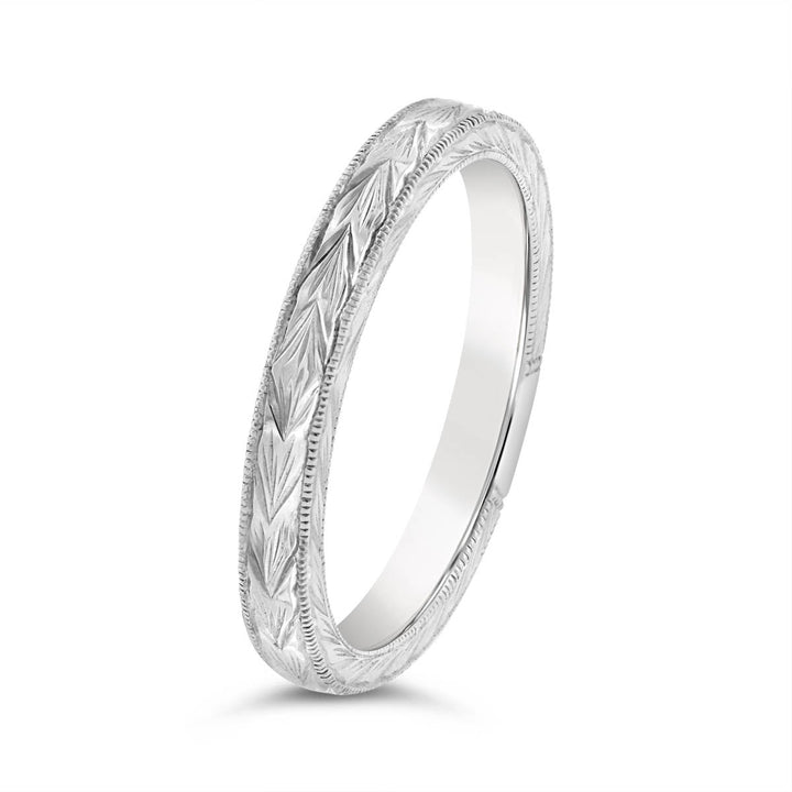2.40mm Engraved Flat Shank Wedding Band