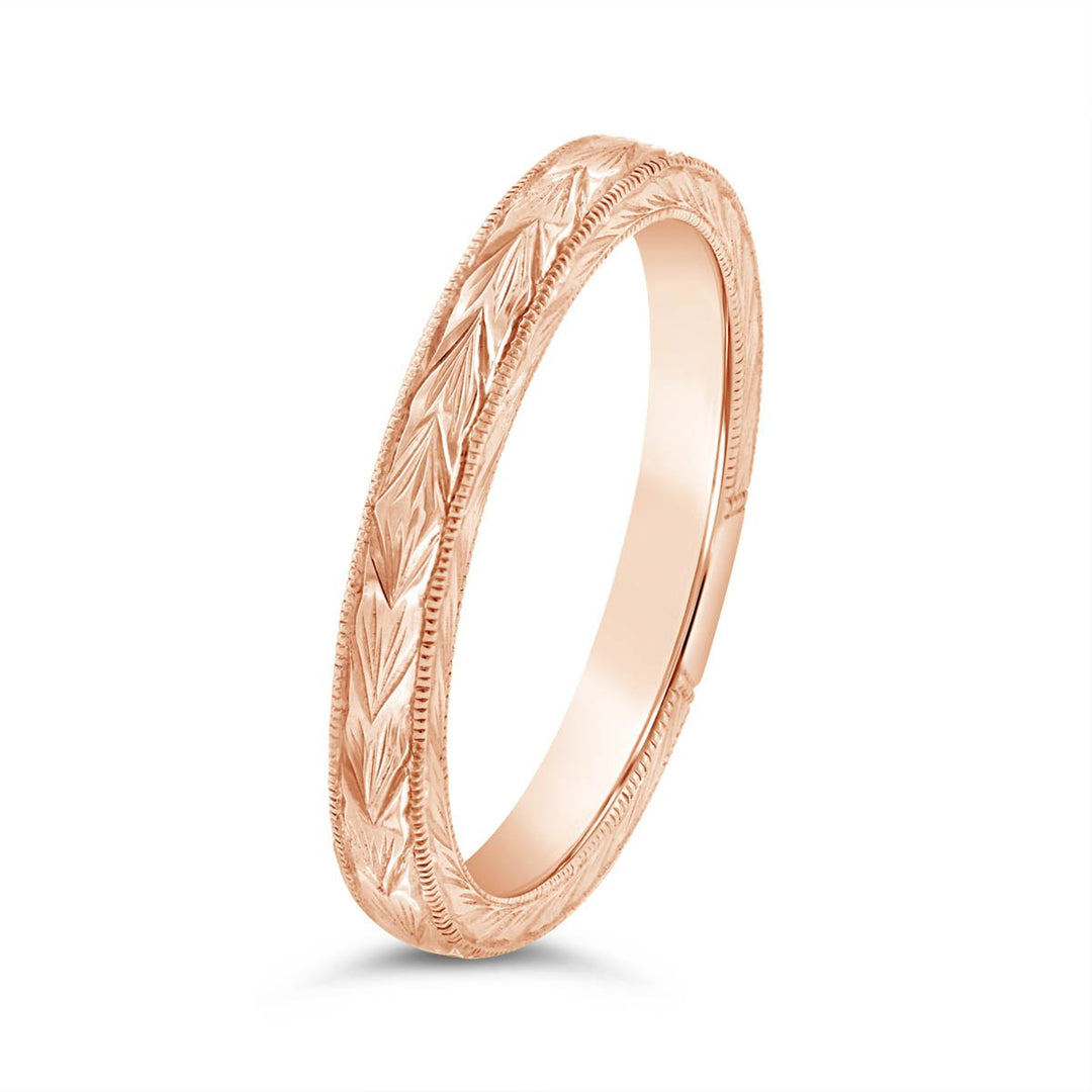 2.40mm Engraved Flat Shank Wedding Band