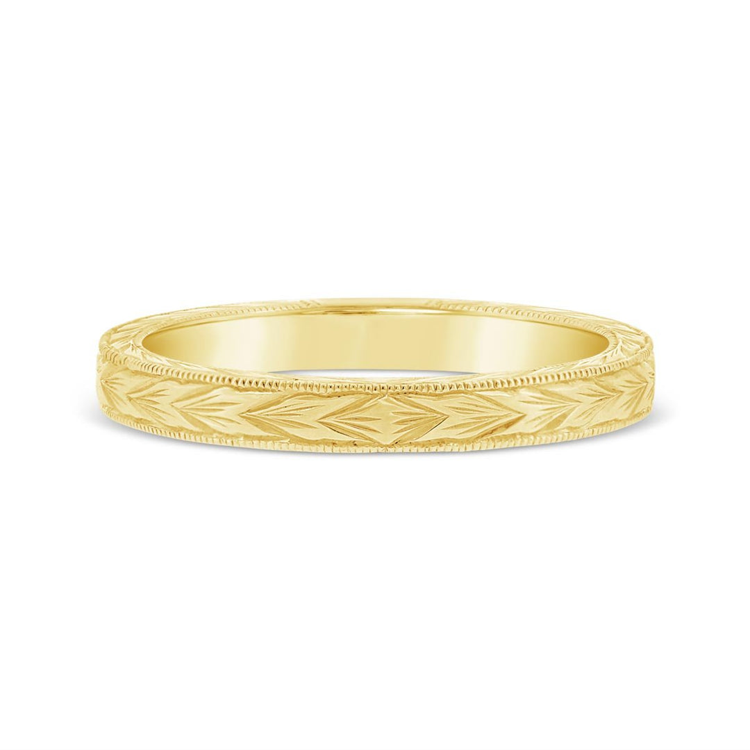 2.40mm Engraved Flat Shank Wedding Band