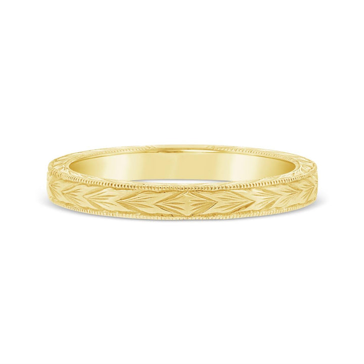 2.40mm Engraved Flat Shank Wedding Band