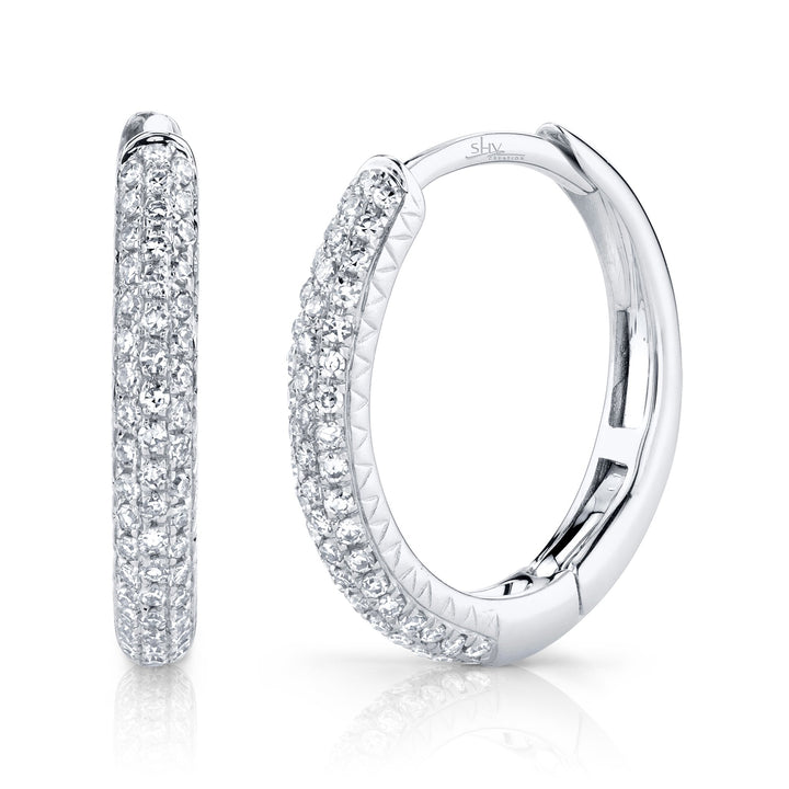 Shy Creation Diamond Pave Hoop Earrings