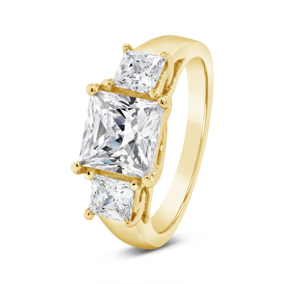 Princess Cut Three Stone Diamond Engagement Ring