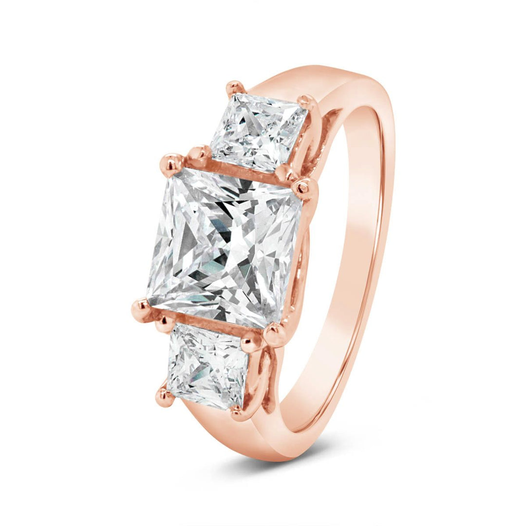 Princess Cut Three Stone Diamond Engagement Ring