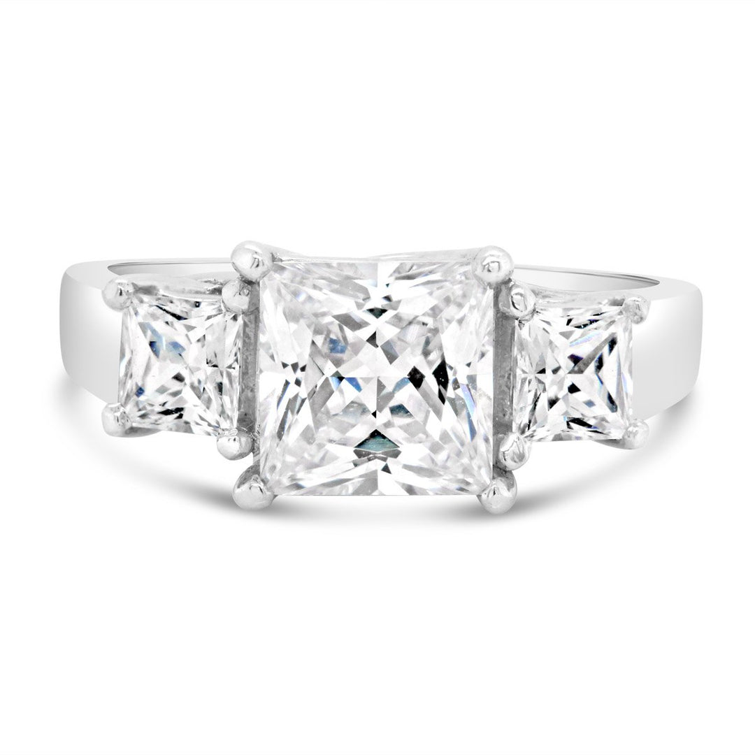 Princess Cut Three Stone Diamond Engagement Ring