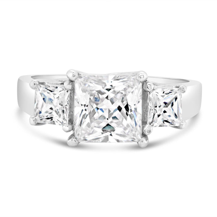 Princess Cut Three Stone Diamond Engagement Ring