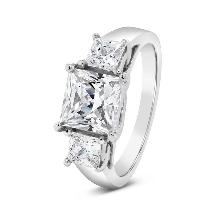 Princess Cut Three Stone Diamond Engagement Ring