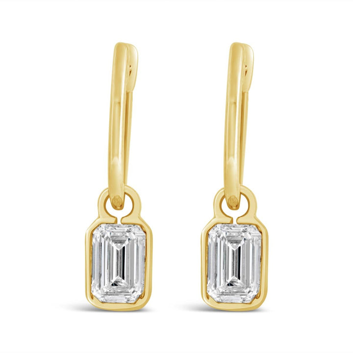 Lab Grown Dangling Emerald Cut Diamond Earrings