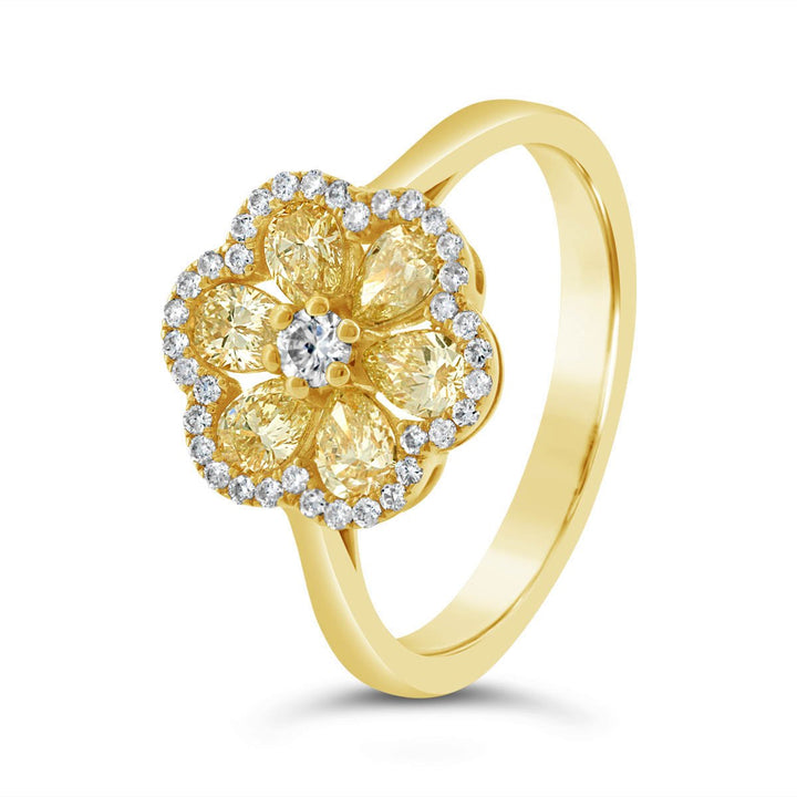 Six Petal Flower Diamond & FYD Fashion Ring