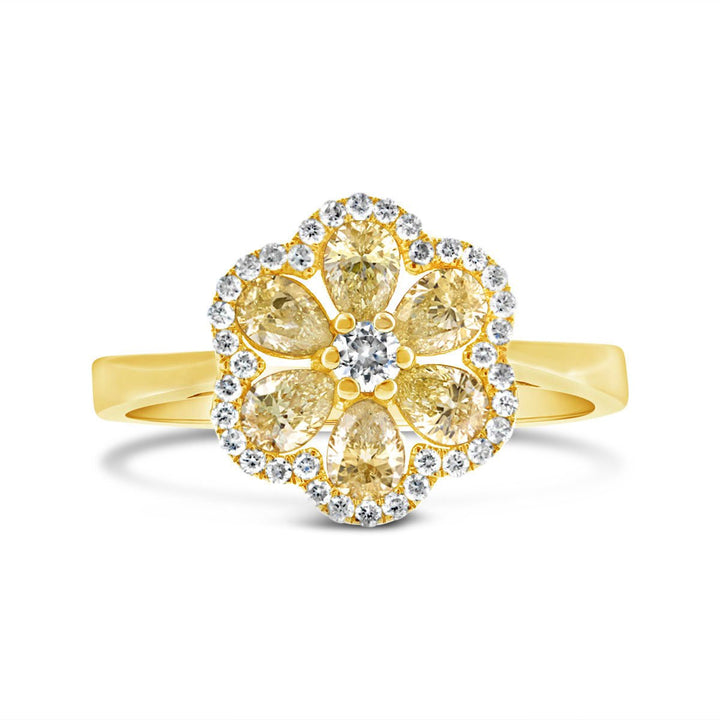 Six Petal Flower Diamond & FYD Fashion Ring