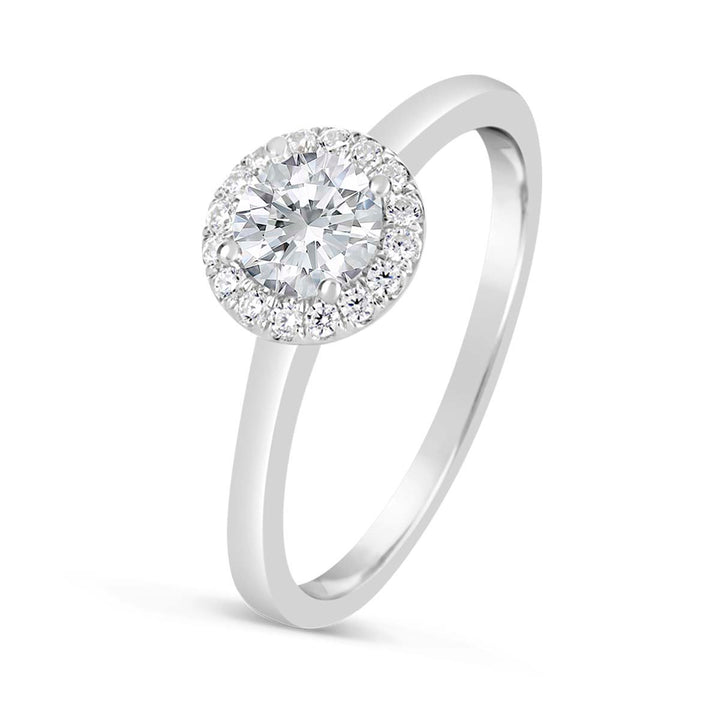 Modern Diamond Halo Engagement Ring - The Diamond Guys