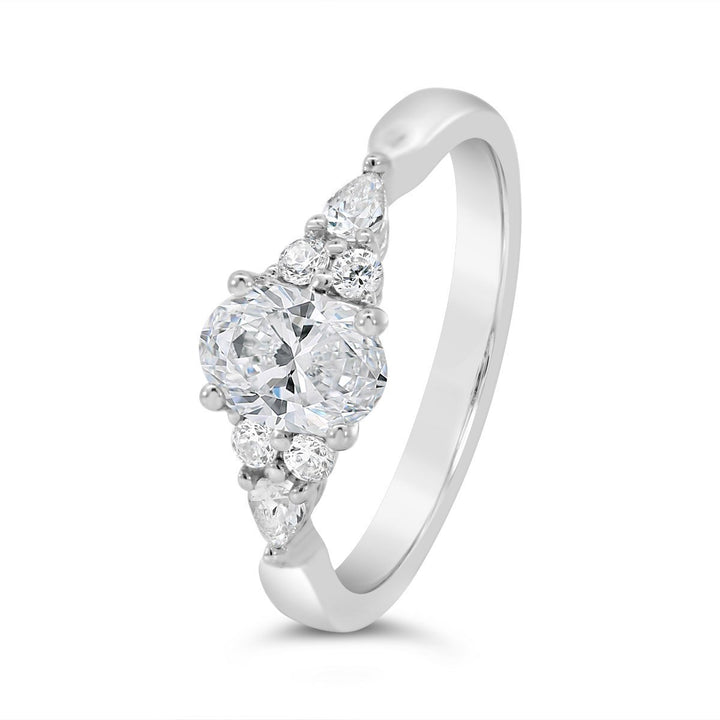 Cluster Side Stone Diamond Engagement Ring - YJC5509R