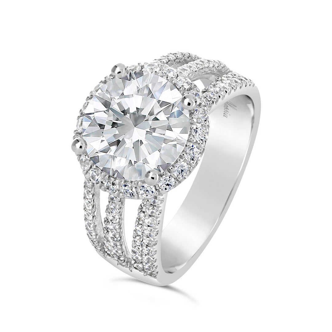 Multi Band Diamond Halo Engagement Ring - ACB139