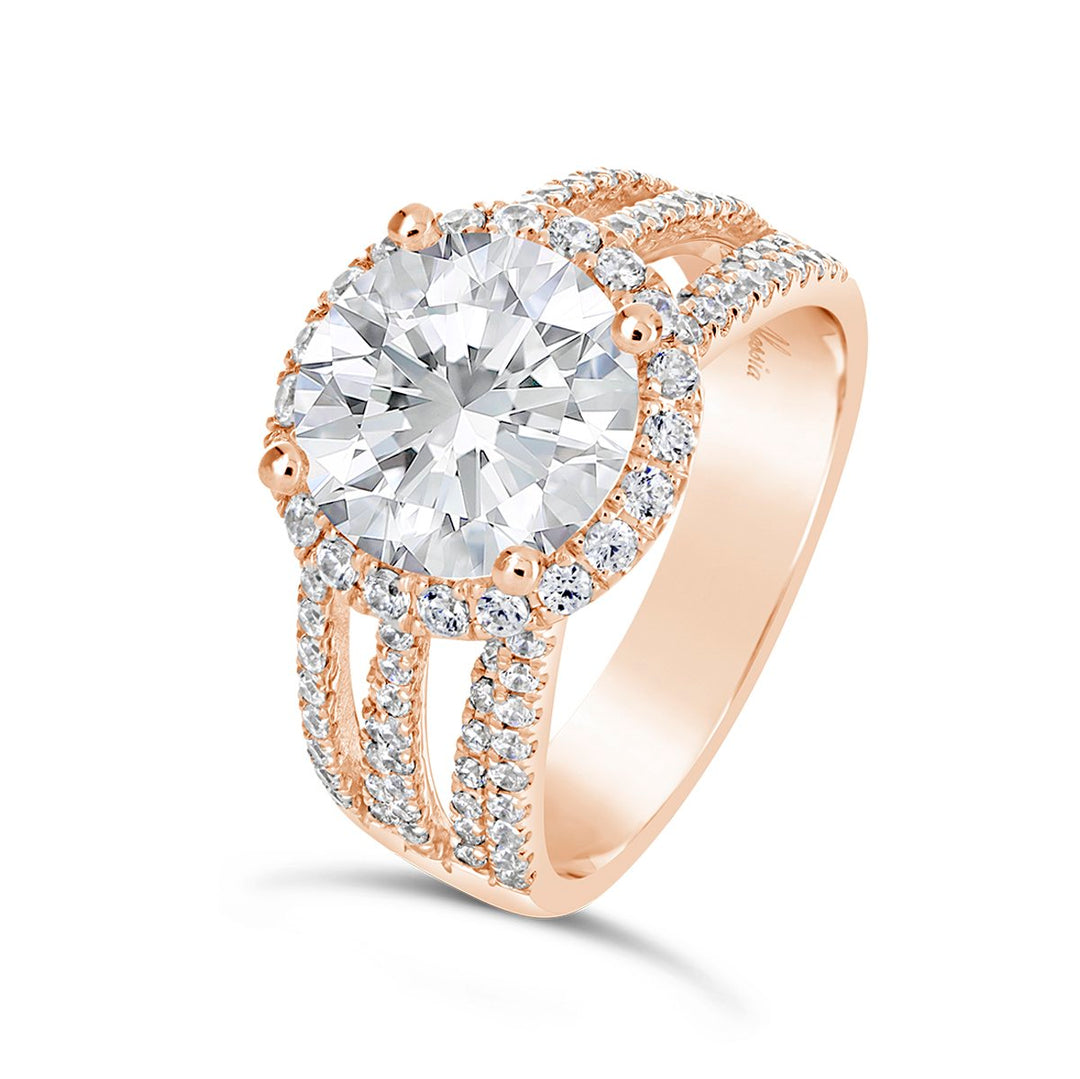 Multi Band Diamond Halo Engagement Ring - ACB139