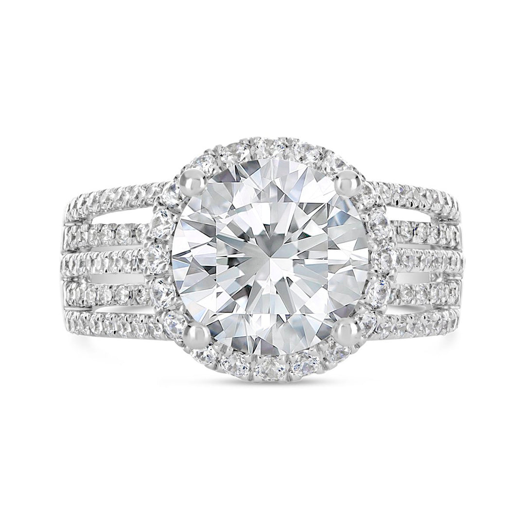 Multi Band Diamond Halo Engagement Ring - ACB139