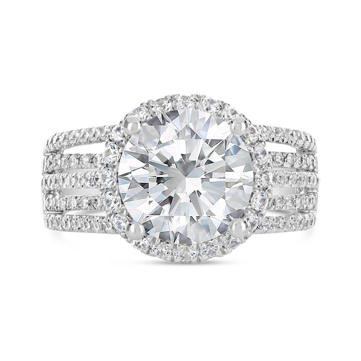 Multi Band Diamond Halo Engagement Ring - ACB139