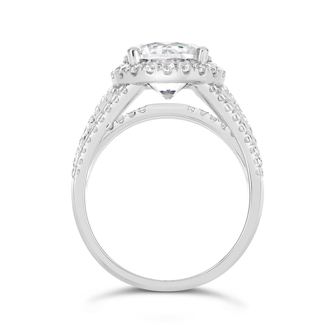 Multi Band Diamond Halo Engagement Ring - ACB139