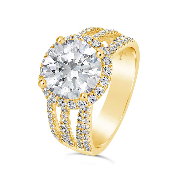Multi Band Diamond Halo Engagement Ring - ACB139