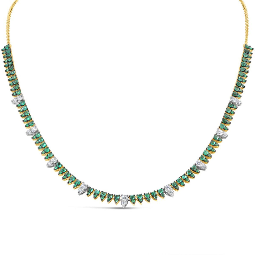 Diamond & Emerald Illusion Necklace set with 124 RD Eme. 1.72ct & 18 RD 0.56ct G/H VS-SI