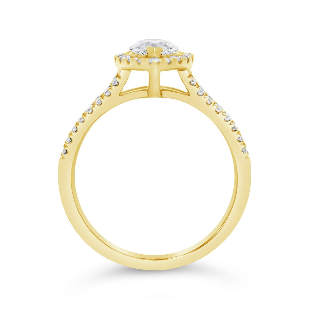 Yellow Gold Lab Grown Diamond Halo Split Shank Engagement Ring - RG1044 - The Diamond Guys