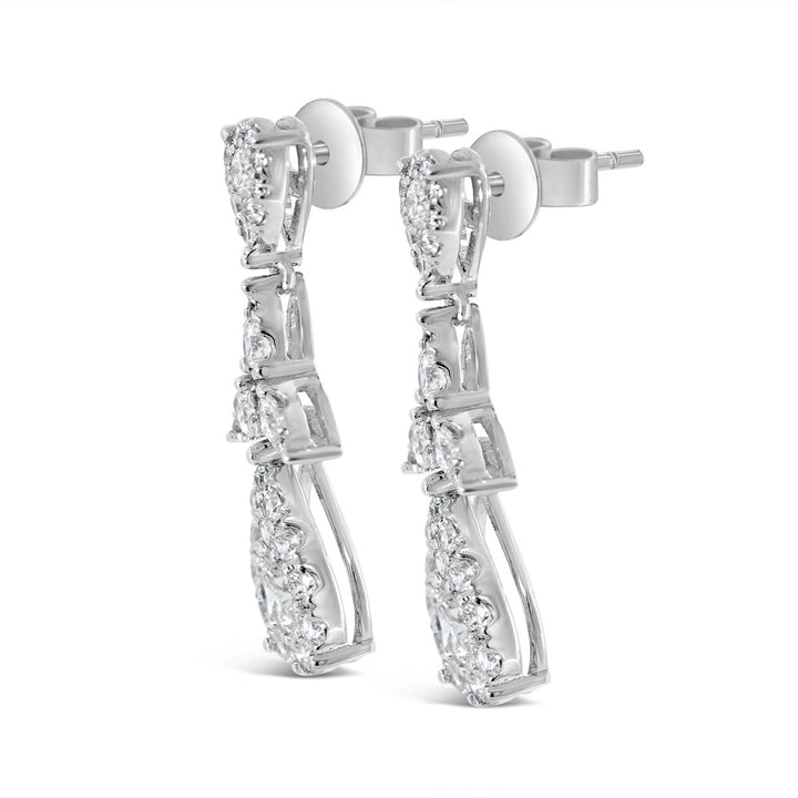 Pear Shape Halo Diamond Drop Earrings