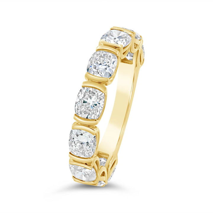 3/4 Way Lab Grown Cushion Diamond in Half Bezel Set Band
