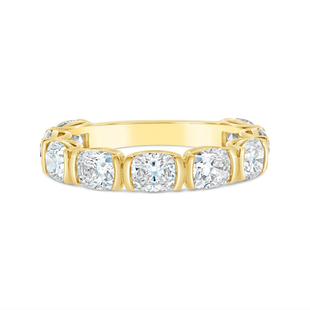 3/4 Way Lab Grown Cushion Diamond in Half Bezel Set Band