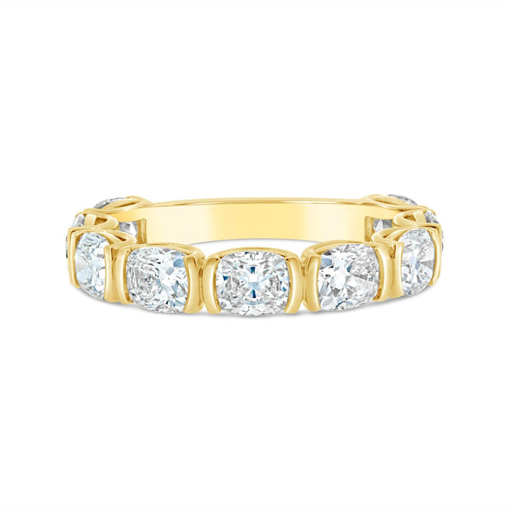 3/4 Way Lab Grown Cushion Diamond in Half Bezel Set Band