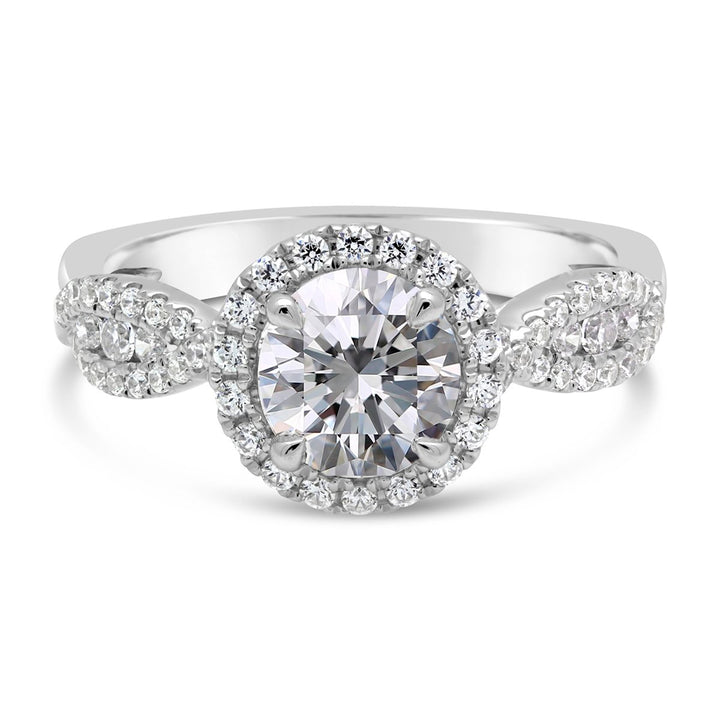Cross Over Diamond Engagement Ring with Halo - The Diamond Guys