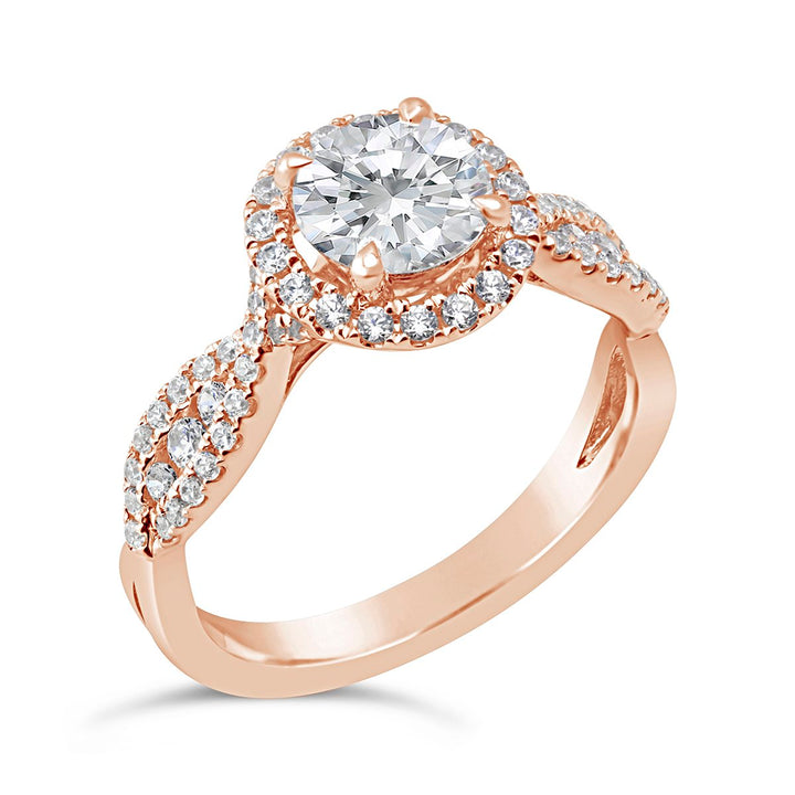 Cross Over Diamond Engagement Ring with Halo - The Diamond Guys