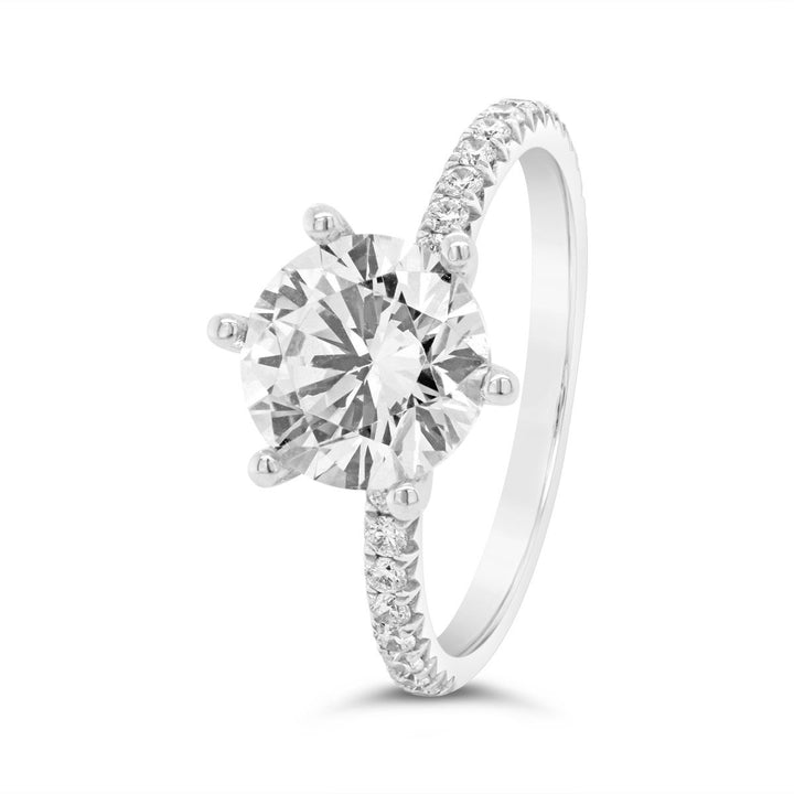 Classic Six-Prong Pave Diamond engagement Ring - YJC1408R