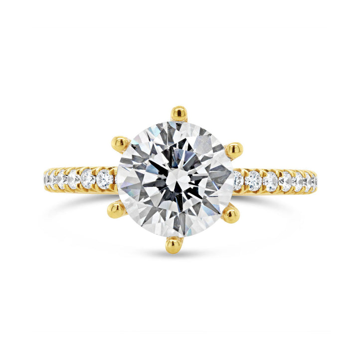 Classic Six-Prong Pave Diamond engagement Ring - YJC1408R