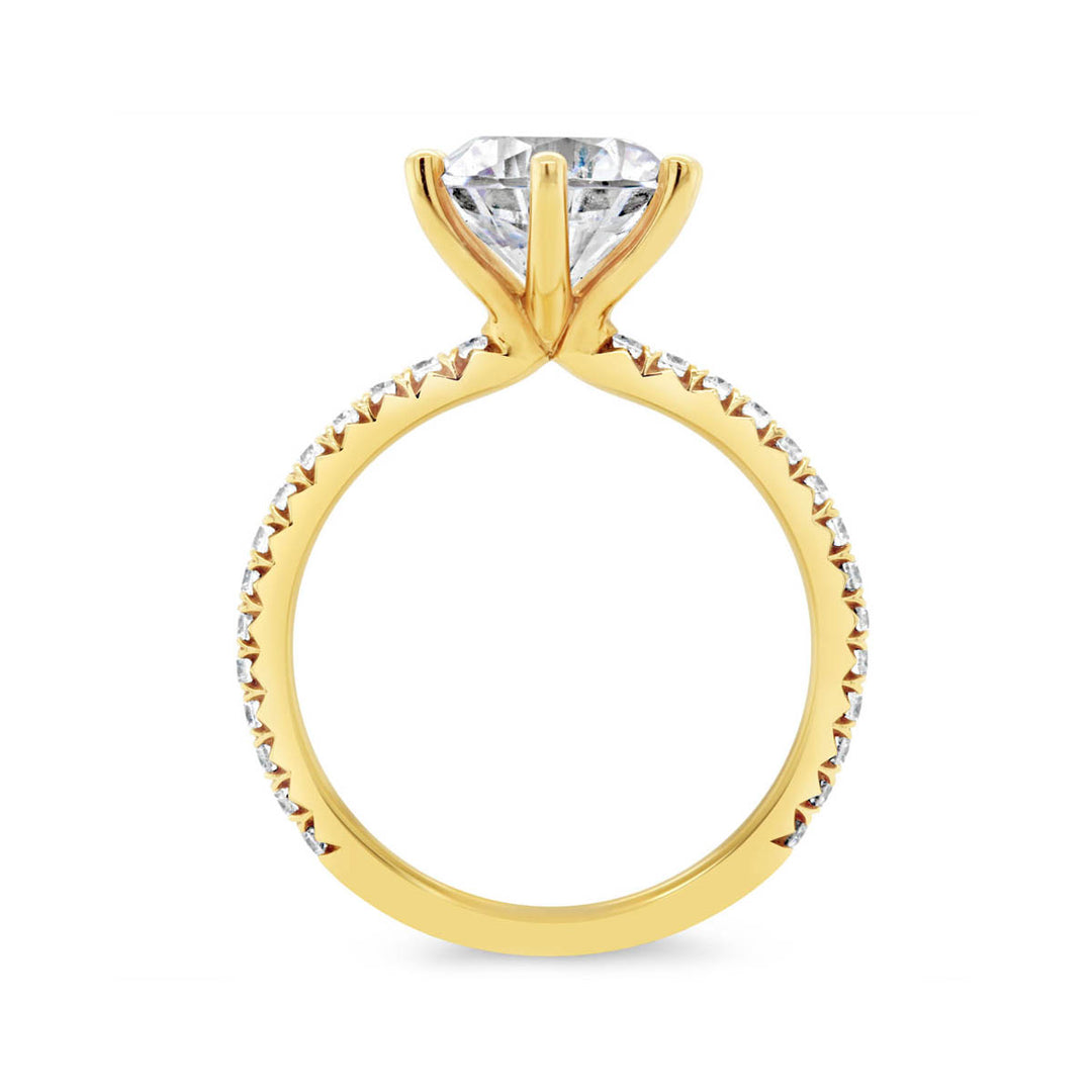 Classic Six-Prong Pave Diamond engagement Ring - YJC1408R