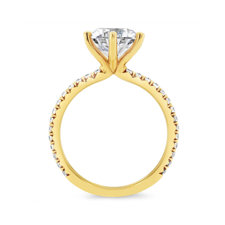 Classic Six-Prong Pave Diamond engagement Ring - YJC1408R