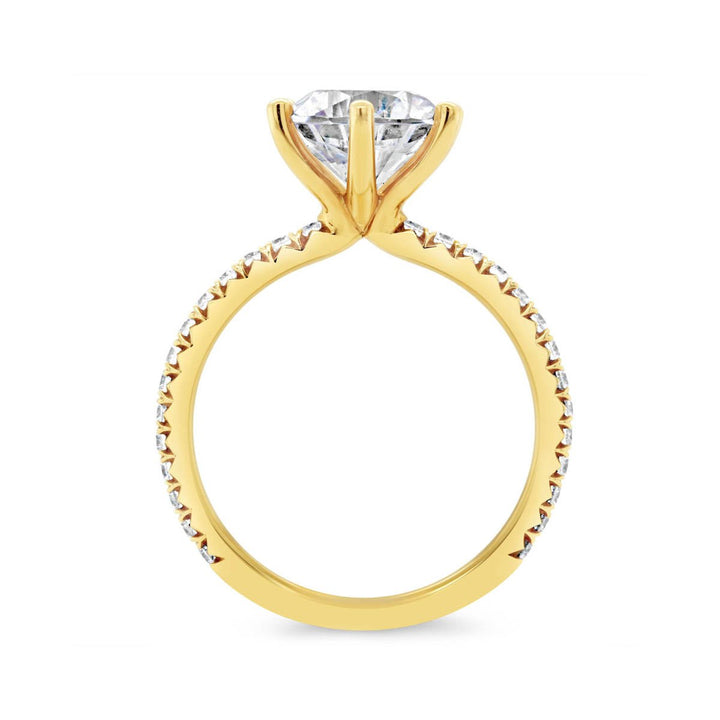 Classic Six-Prong Pave Diamond engagement Ring - YJC1408R