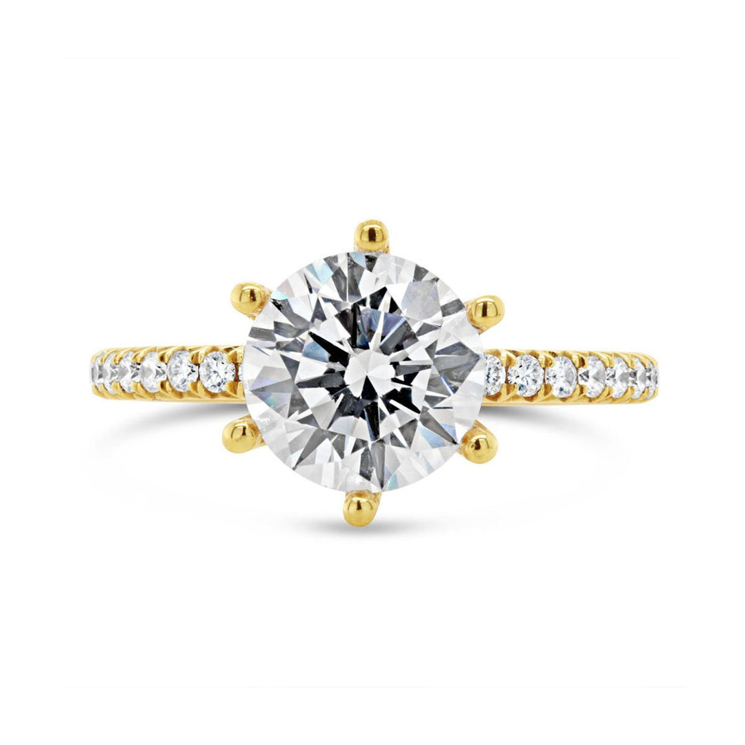 Classic Six-Prong Pave Diamond engagement Ring - YJC1408R