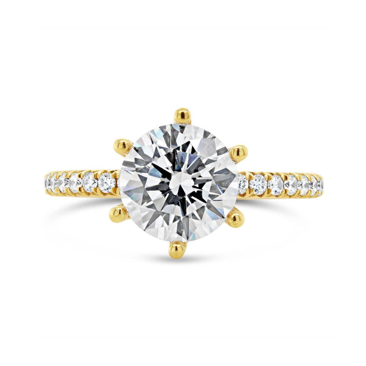 Classic Six-Prong Pave Diamond engagement Ring - YJC1408R