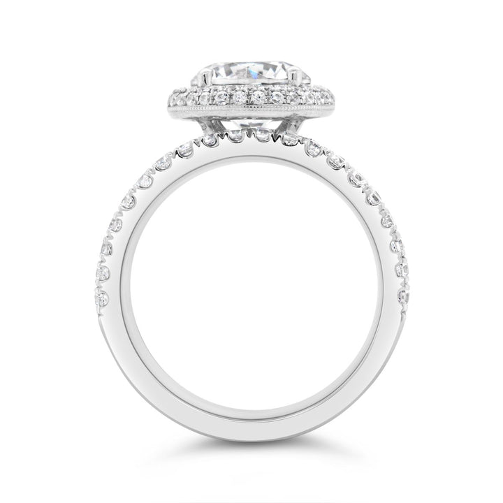 Wide Band Diamond Halo Engagement Ring - YJA0679R