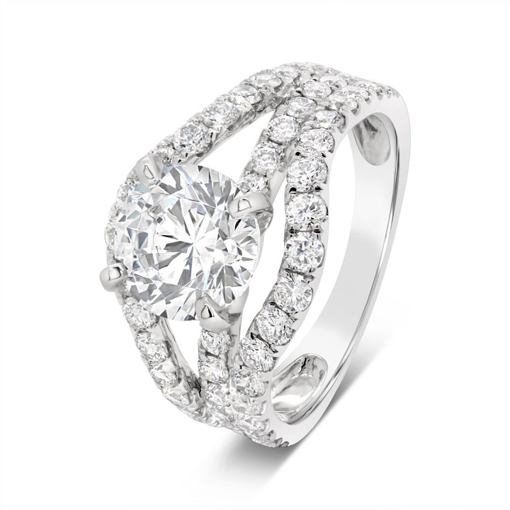 Split Shank Wide Band Diamond Engagement Ring - The Diamond Guys