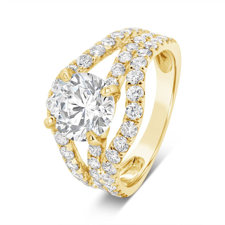 Split Shank Wide Band Diamond Engagement Ring - The Diamond Guys