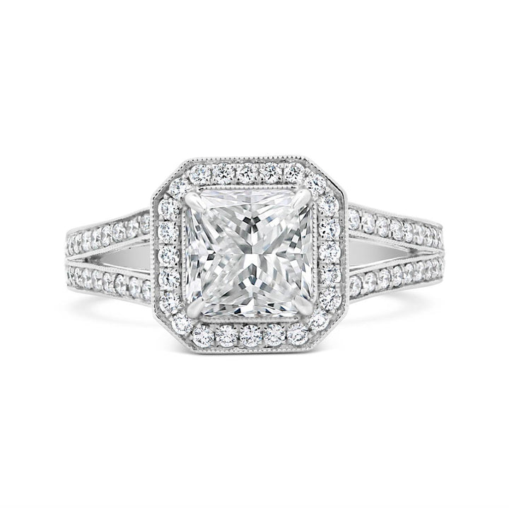 Halo Engagement Ring Set with Asscher Diamond
